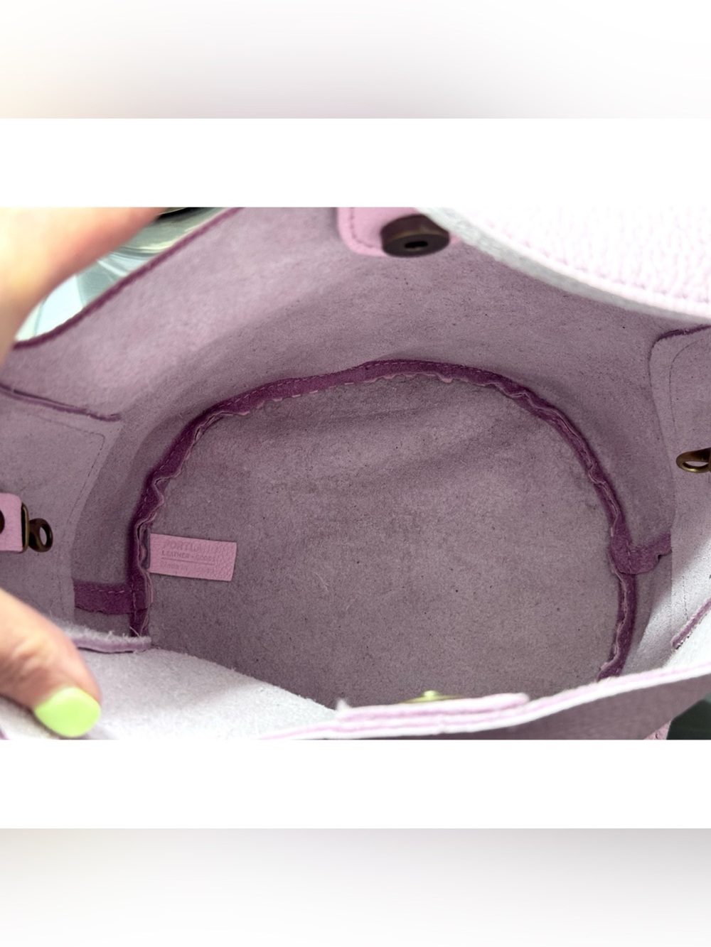 PORTLAND LEATHER LARGE BELLE BUCKET BAG, PINKABOO PINK - Picture 6 of 7